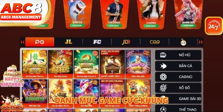 Kho game ABC8 đa dạng và hấp dẫn